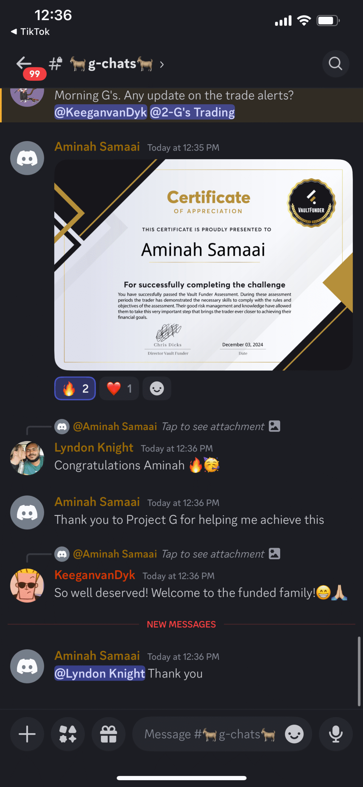 Student trading result